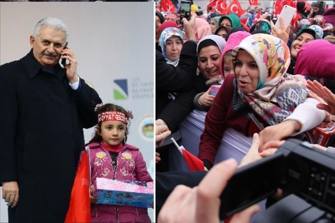 Başbakan Yıldırım kürsüde telefonla konuştu