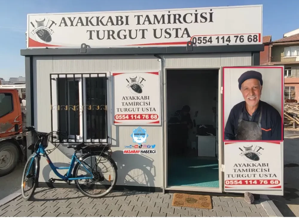 AKSARAYIN GURURU ÖDÜLLÜ AYAKKAB TAMİRCİSİ TURGUT KILIÇ (USTA) YENİ YERİNDEN ÇOK MEMNUN