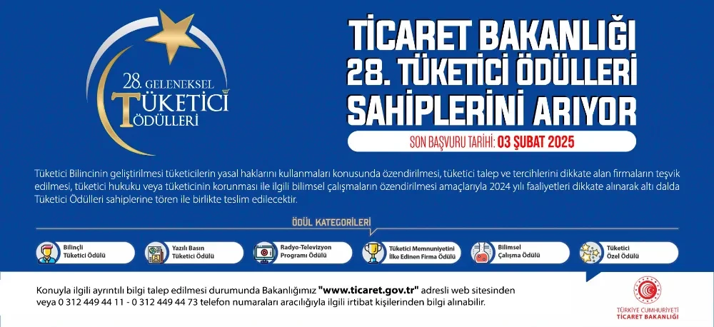 28’İNCİ TÜKETİCİ ÖDÜLLERİ SAHİPLERİNİ ARIYOR.