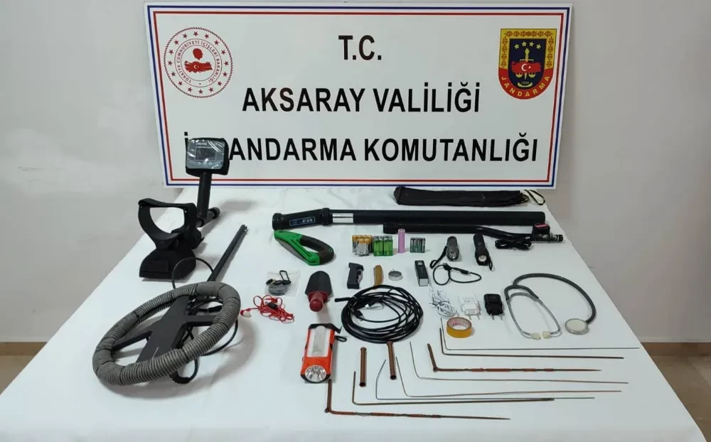 Aksaray ın Ortaköy ilçesinde kaçak kazı yapan 2 kişi yakalandı 